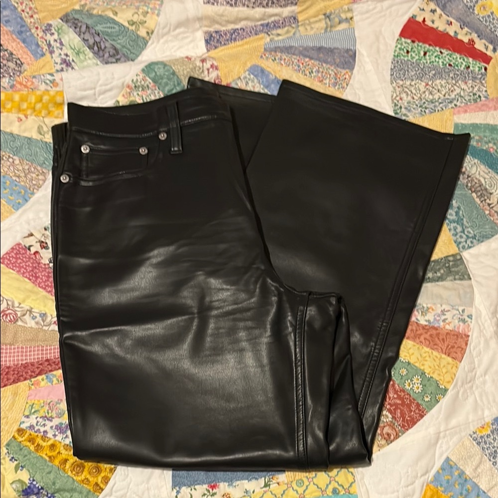Slim wide leg faux leather pants